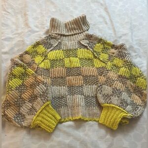 Free People Checkered Turtleneck Sweater